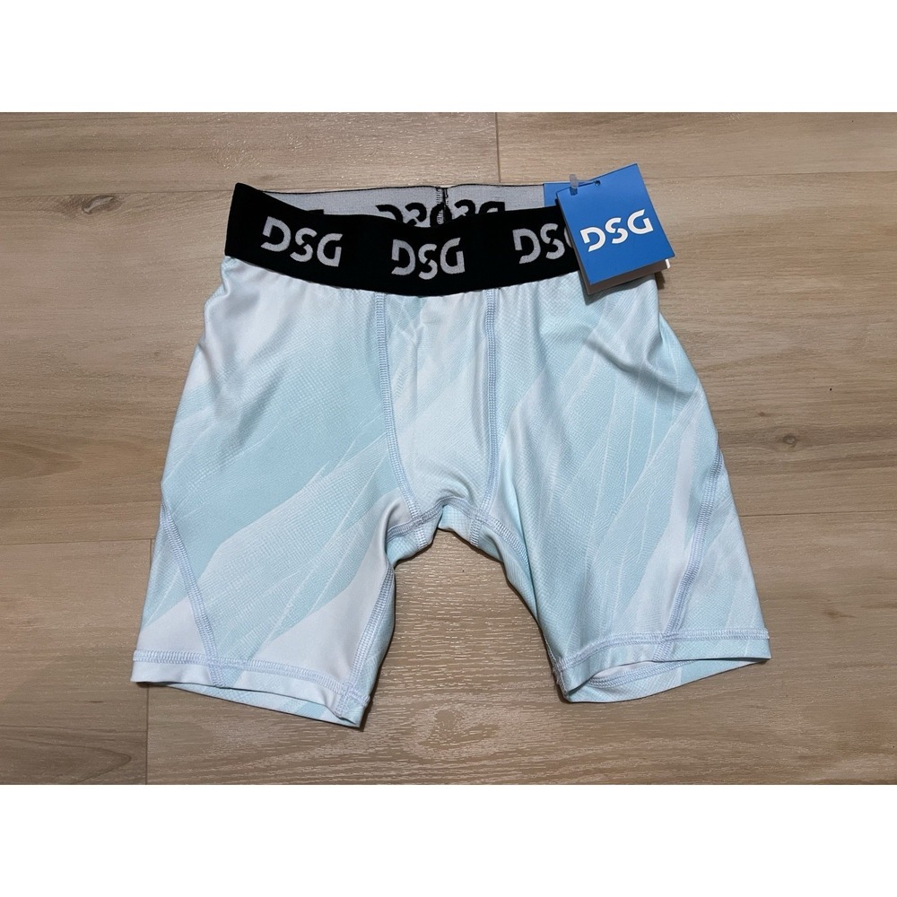 NWT DSG Youth Boy's Medium Light Blue Print‎ Compression Shorts
